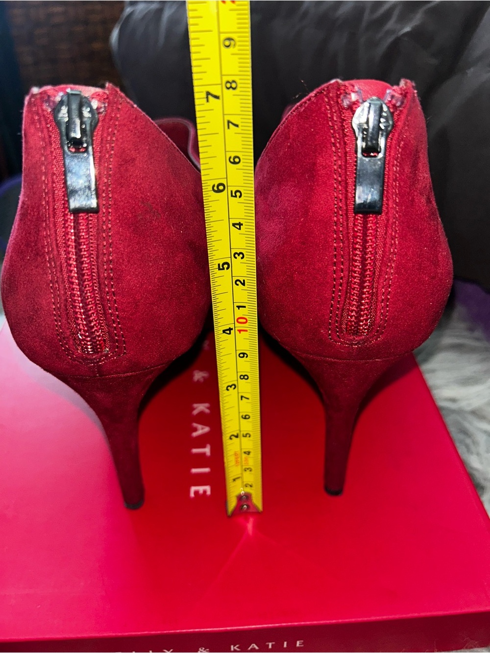 Kelly & Katie Red Suede High-Heel Ankle Booties - Picture 5 of 7